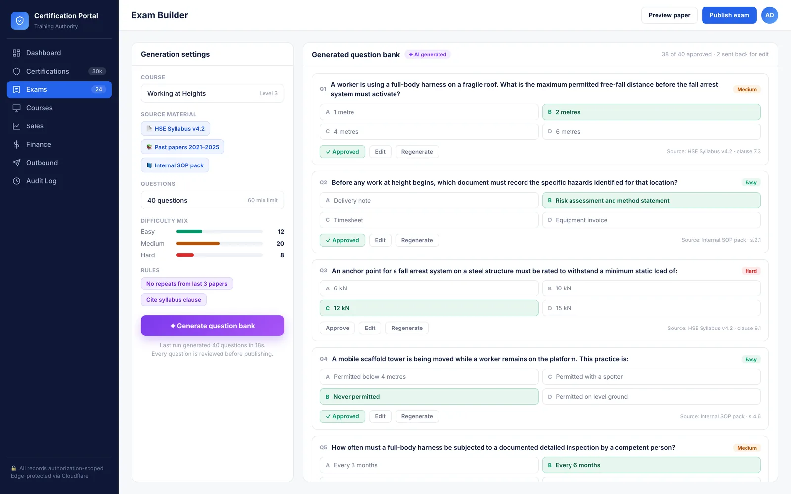 The AI exam generator building a question bank